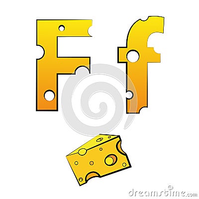 F, swiss vector Alphabet made of Cheese Stock Photo